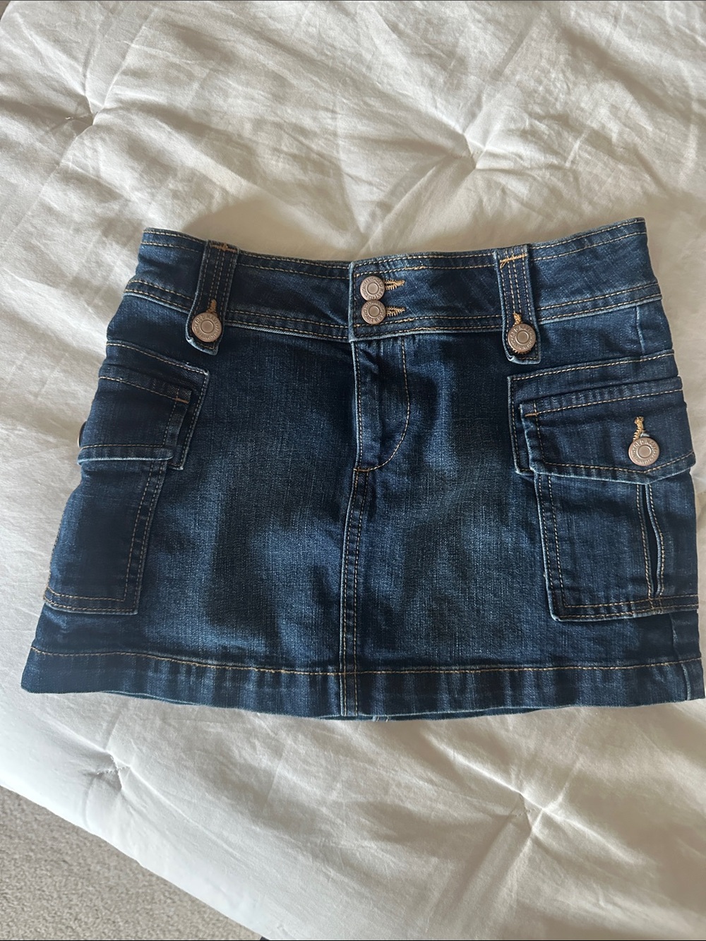 Girls Old Navy Dark Blue Denim Cargo Pocket Mini Skirt size M (8)
